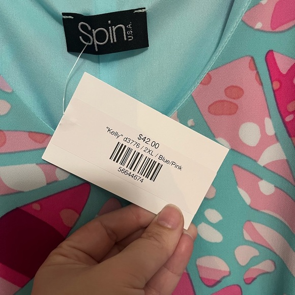 NWT Katie Grace Boutique Kelly Blue Pink Multi Dress Size 2X - Picture 7 of 10